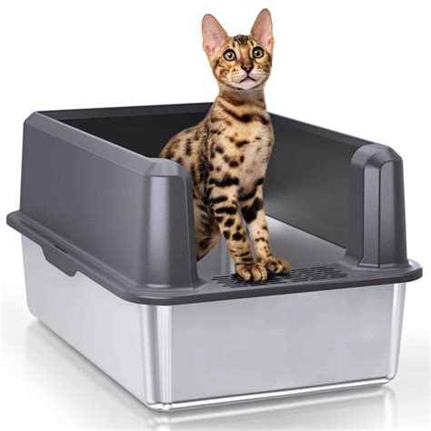 stainless steel enclosure easy to clean|Stainless Steel Cat Litter Box High Sides, Metal Litter Box with Lid .